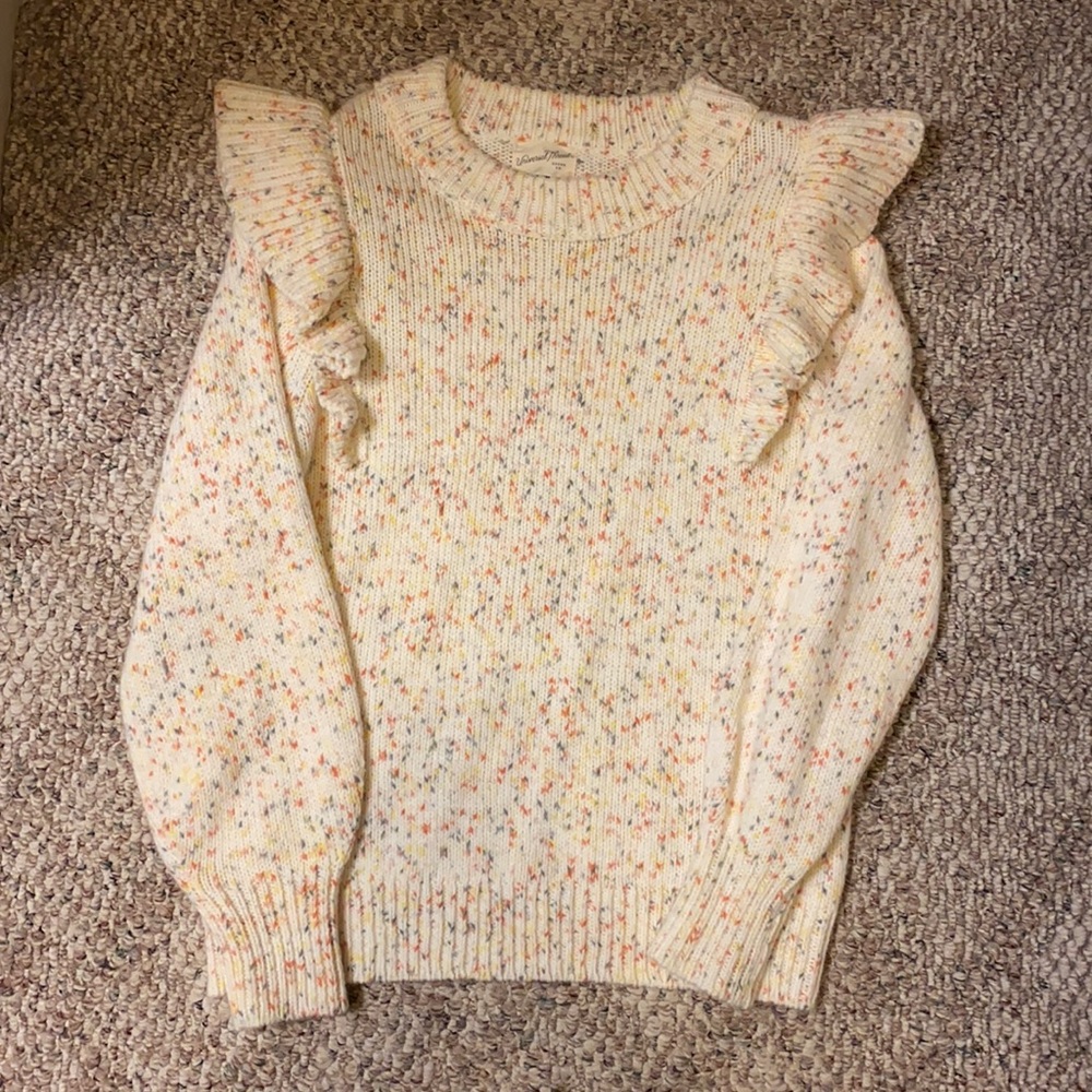 Universal Thread Size Medium Confetti Ruffle sweater. EUC
